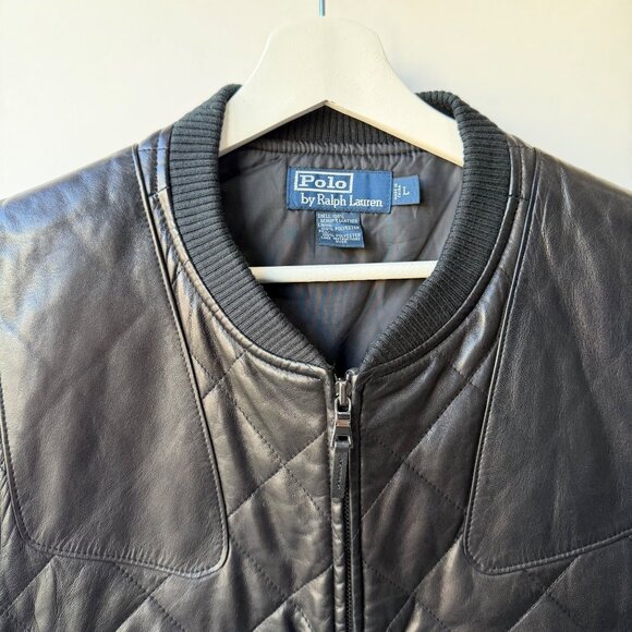 Title: Polo Ralph Lauren Vintage Quilted Soft Leather Vest Men’s L Black - Picture 4 of 5